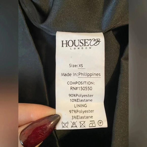 House of CB Pascale Black Deep Plunge Dress Size XS - Picture 9 of 12